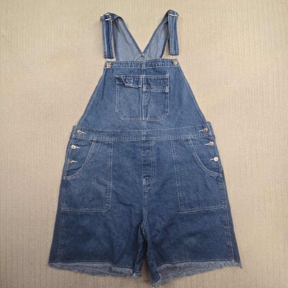 Denim Short Overalls Jumpsuit - Blue
